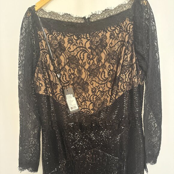 Tadashi Black Aquila Lace Sequin Gown NWT sz 16 - Picture 3 of 11